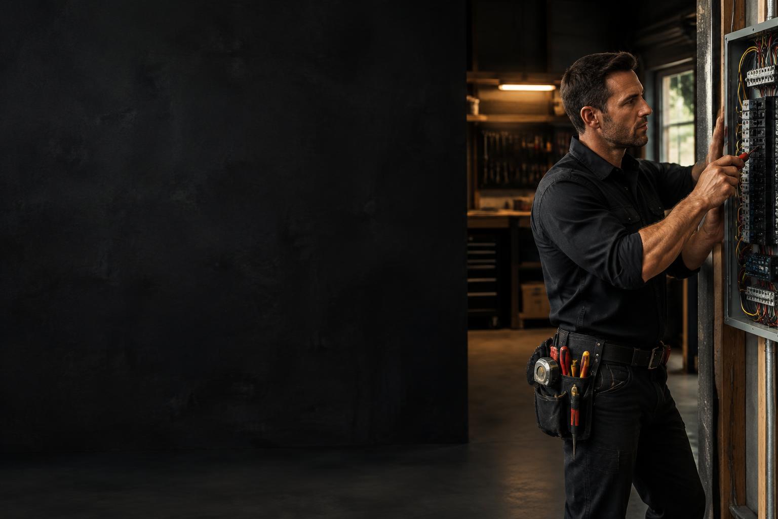 Electrician working on an electrical panel